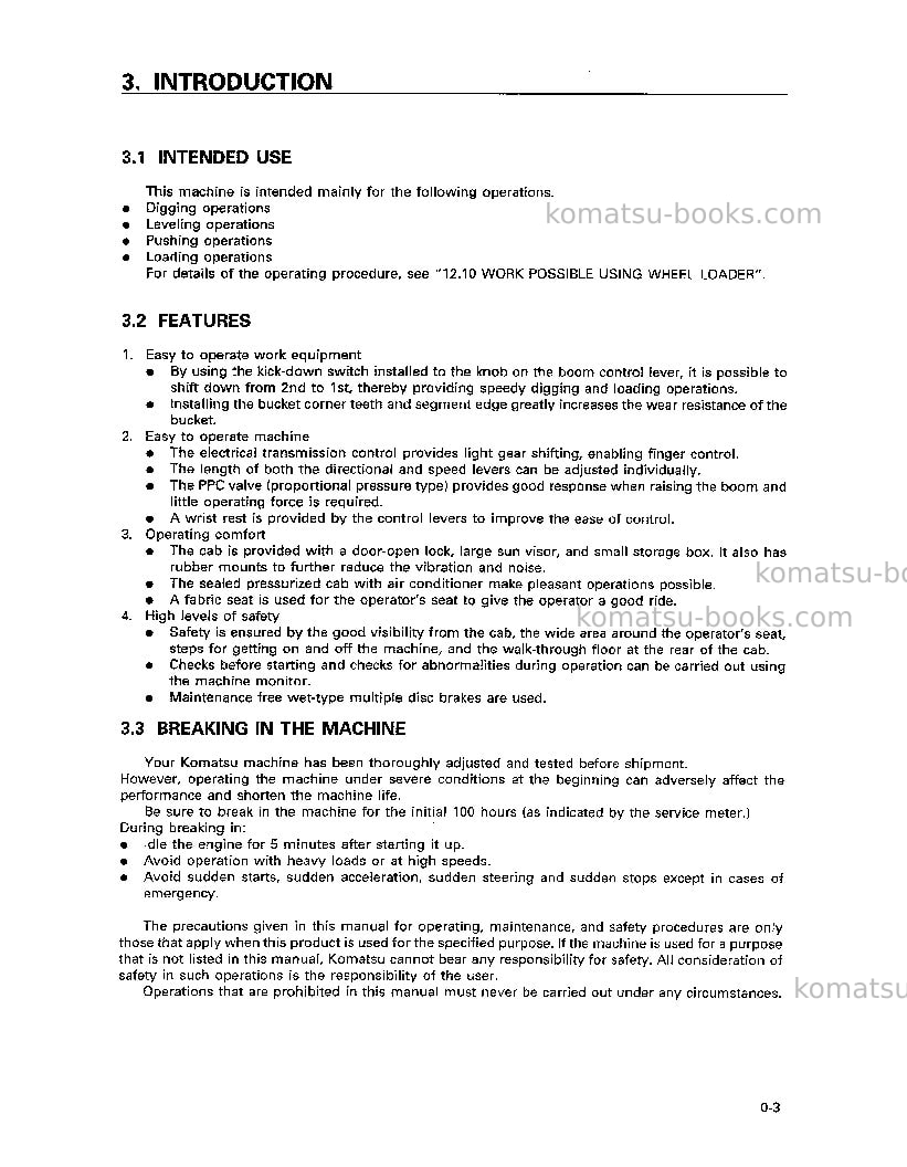 Komatsu wa700-3jpn Operation manual cover Page 4 Komatsu wa700-3jpn Operation manual cover Page 4
