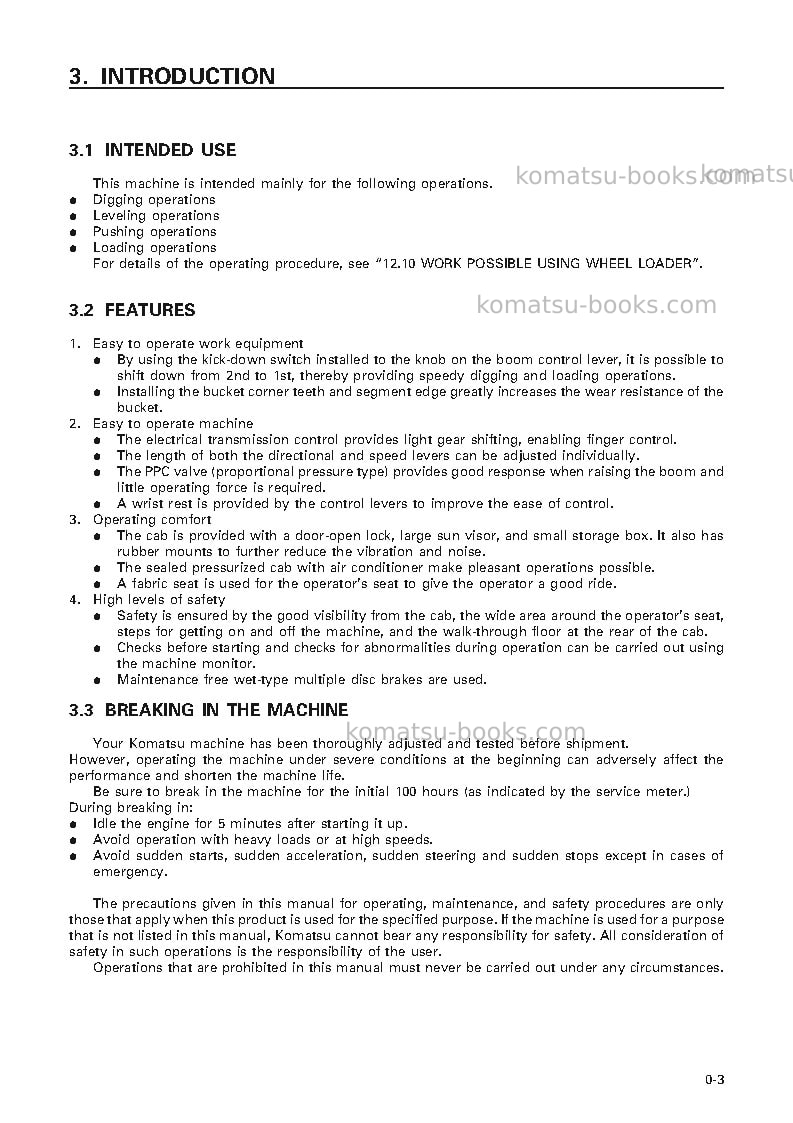 Komatsu wa700-3jpn Operation manual cover Page 4 Komatsu wa700-3jpn Operation manual cover Page 4