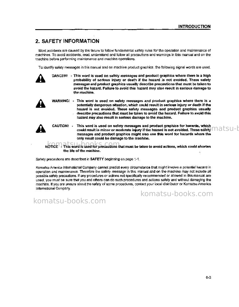 Komatsu wa250l-3jpn Operation manual cover Page 4 Komatsu wa250l-3jpn Operation manual cover Page 4