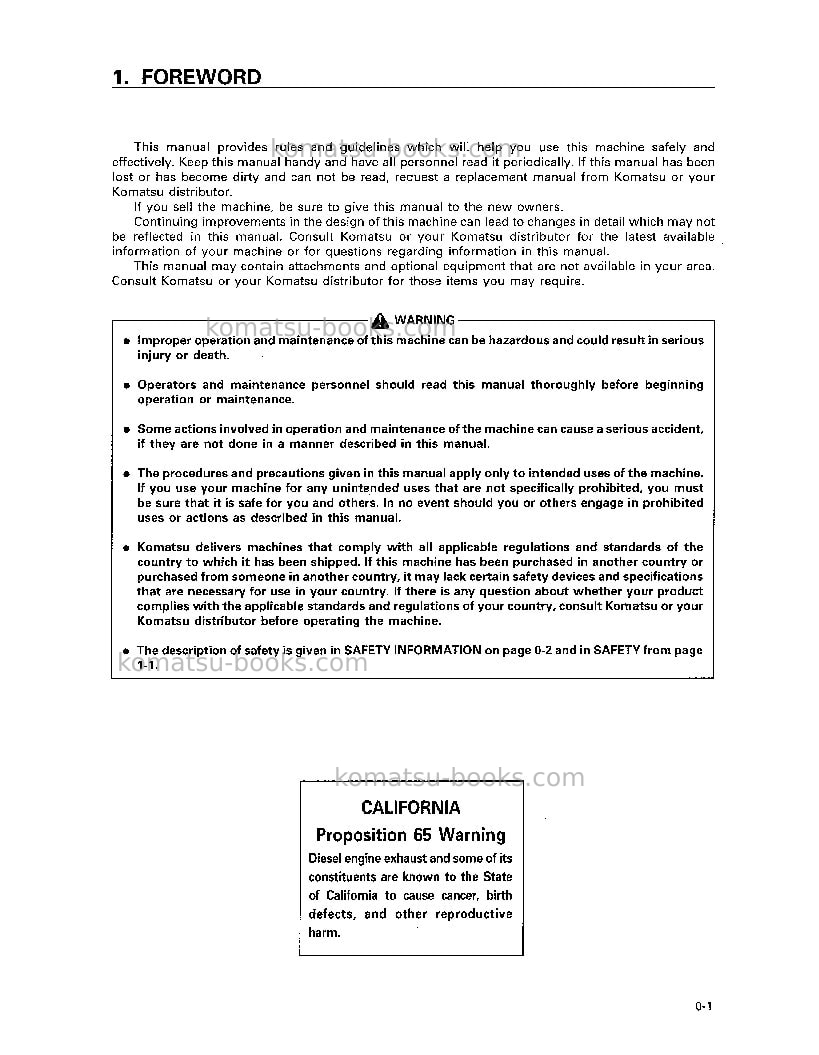 Komatsu pc200-6tha-b Operation manual cover Page 4 Komatsu pc200-6tha-b Operation manual cover Page 4