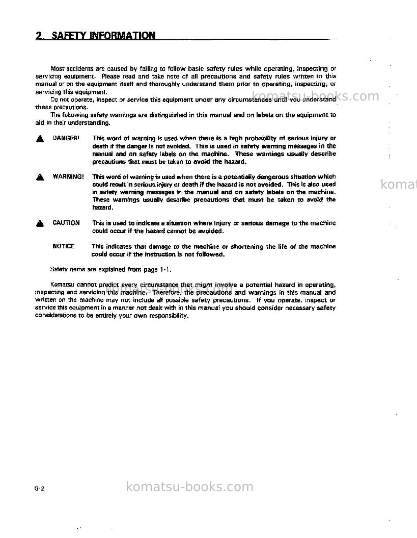 Komatsu pc128uu-1jpn Operation manual cover Page 4 Komatsu pc128uu-1jpn Operation manual cover Page 4