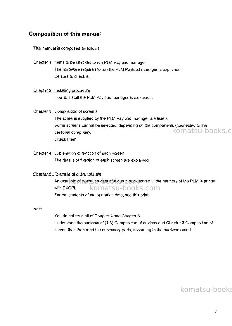 Komatsu plmusa Operation manual cover Page 4 Komatsu plmusa Operation manual cover Page 4
