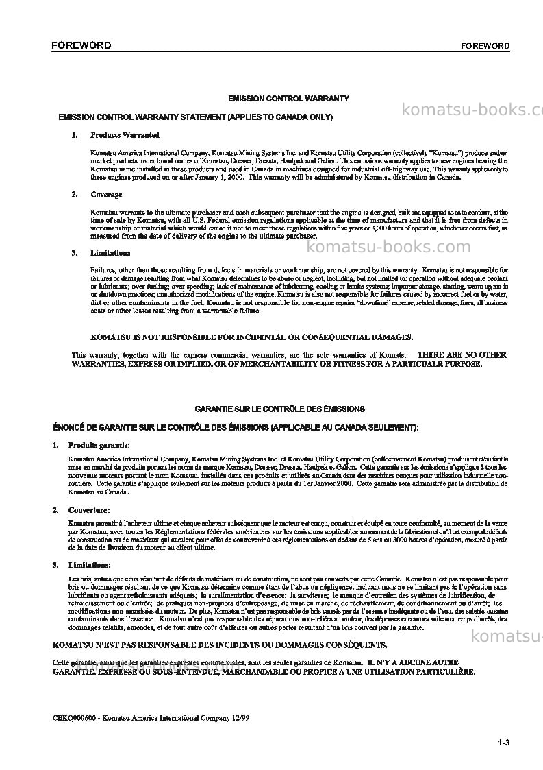 Komatsu pc20mrx-1jpn Operation manual cover Page 4 Komatsu pc20mrx-1jpn Operation manual cover Page 4