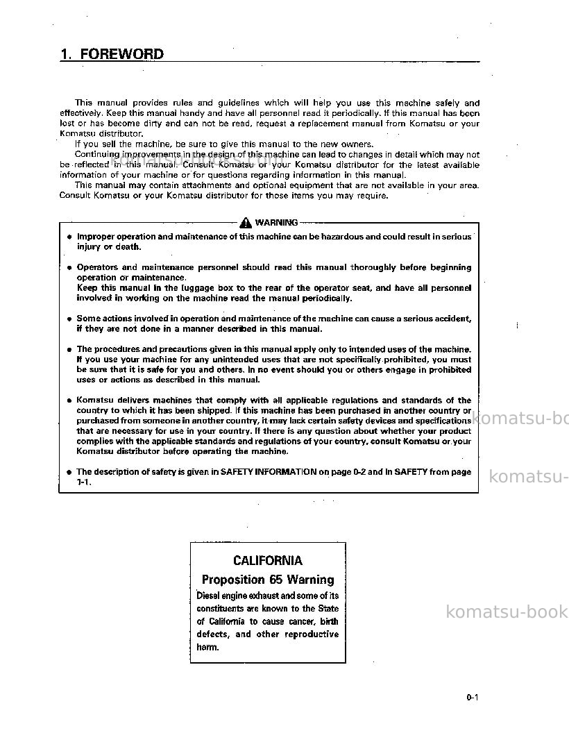 Komatsu pc128us-2jpn Operation manual cover Page 4 Komatsu pc128us-2jpn Operation manual cover Page 4
