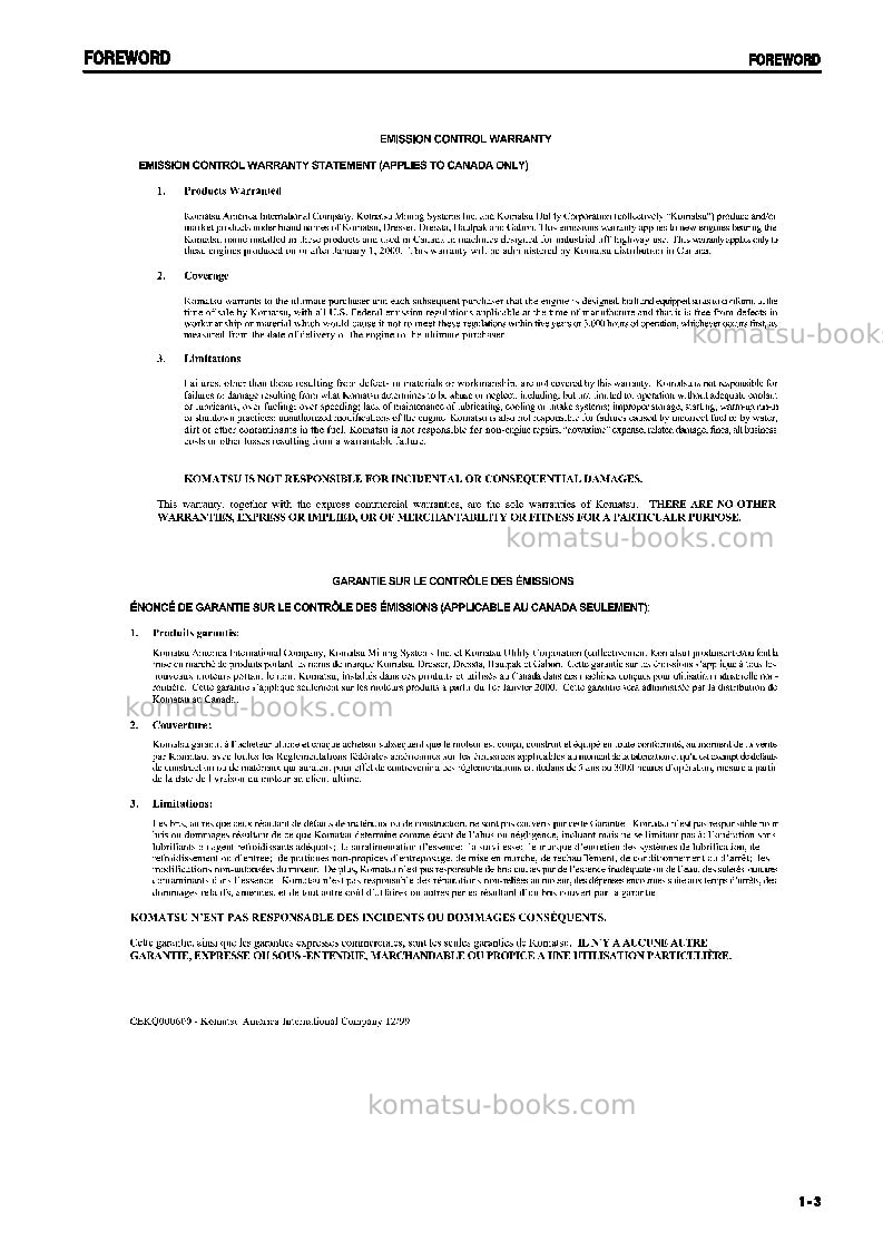 Komatsu gd675-3jpn-for n. america Operation manual cover Page 4
