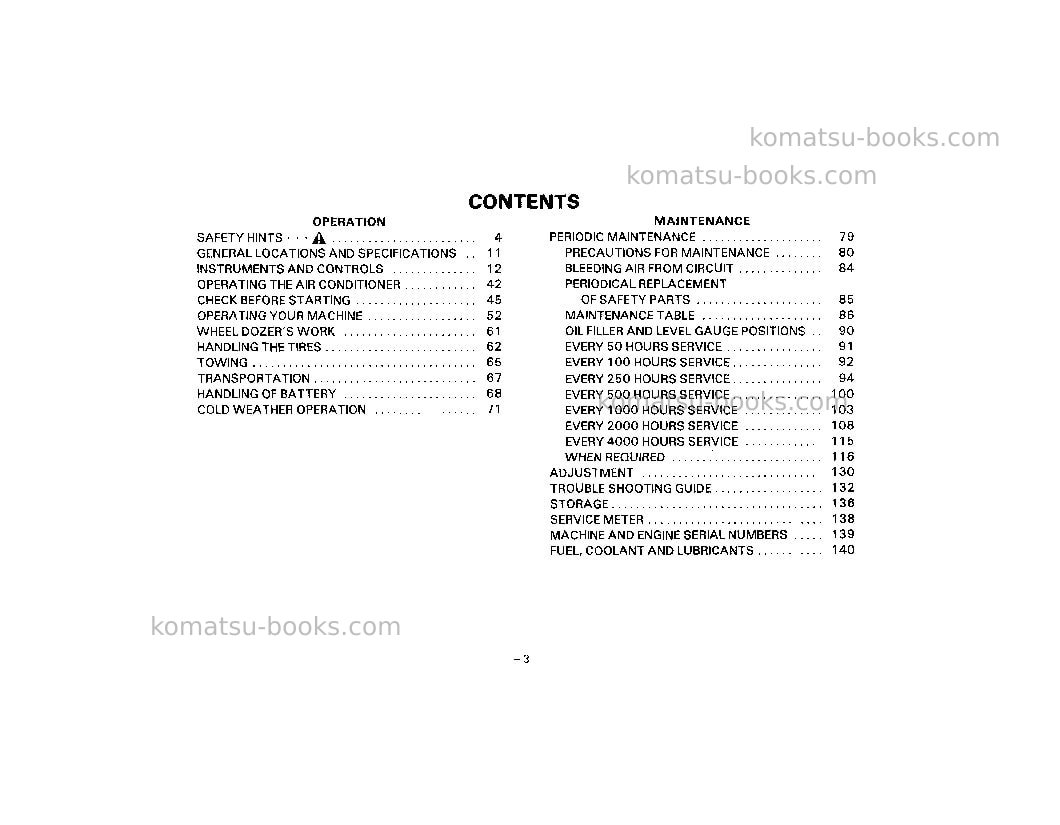 Komatsu wd600-1jpn Operation manual cover Page 4 Komatsu wd600-1jpn Operation manual cover Page 4