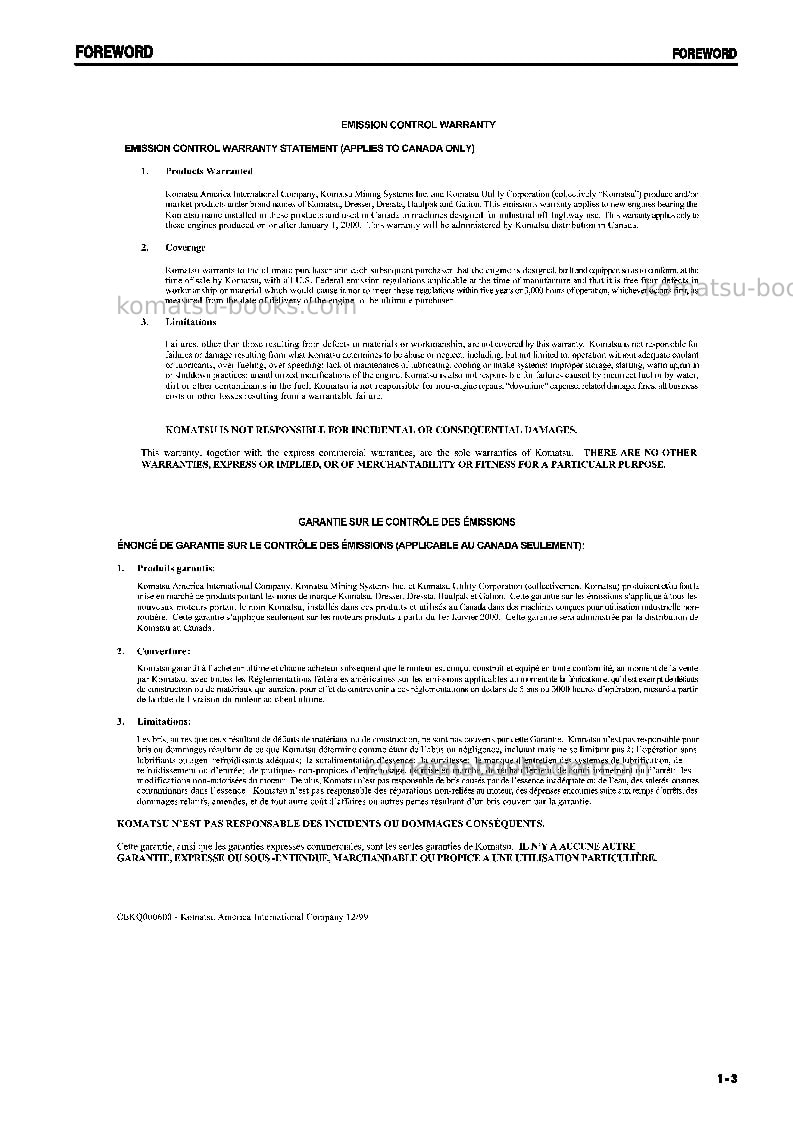 Komatsu d475a-3jpn-palm control system Operation manual cover Page 4