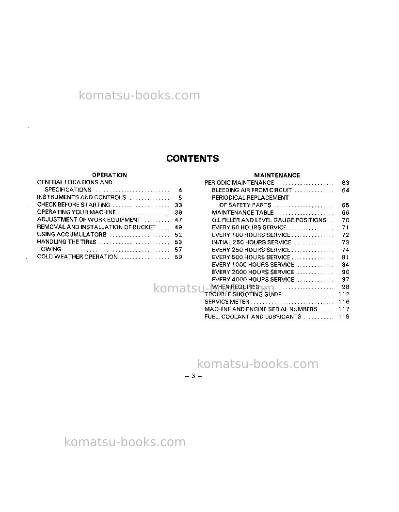 Komatsu wa500-1usa-l Operation manual cover Page 4 Komatsu wa500-1usa-l Operation manual cover Page 4