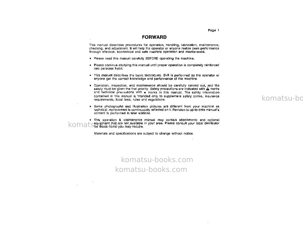Komatsu wa380-1jpn-lc Operation manual cover Page 4 Komatsu wa380-1jpn-lc Operation manual cover Page 4