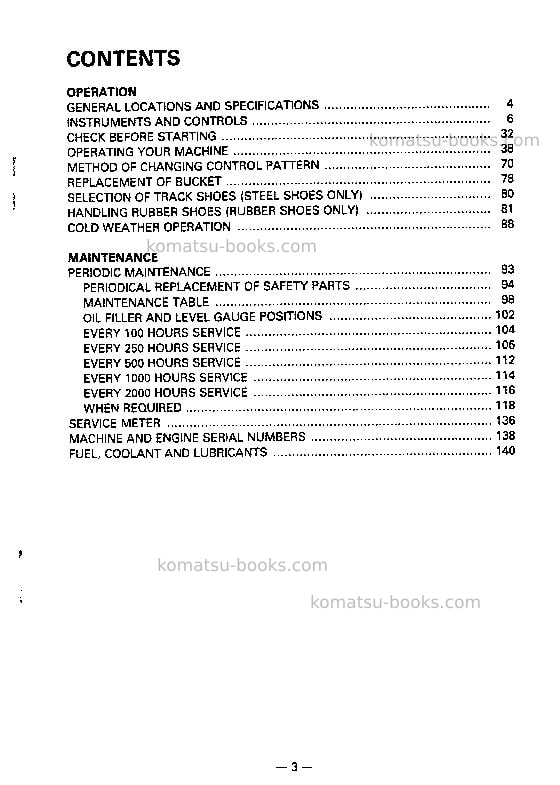Komatsu pw170-5gbr-k Operation manual cover Page 4