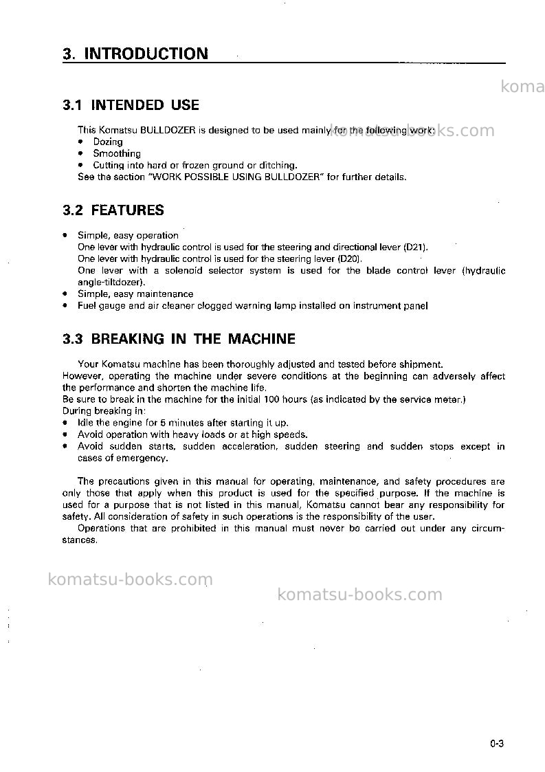 Komatsu d21a-7jpn Operation manual cover Page 4