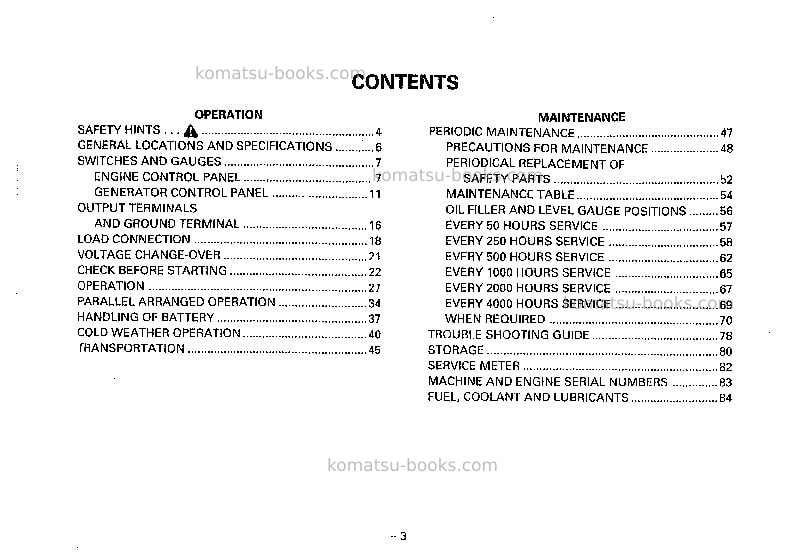 Komatsu eg150-5jpn Operation manual cover Page 4 Komatsu eg150-5jpn Operation manual cover Page 4