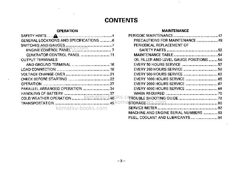 Komatsu eg150bs-5jpn Operation manual cover Page 4 Komatsu eg150bs-5jpn Operation manual cover Page 4