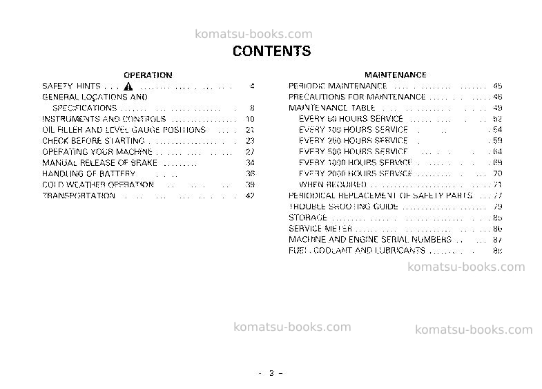 Komatsu jv40c-2jpn Operation manual cover Page 4 Komatsu jv40c-2jpn Operation manual cover Page 4