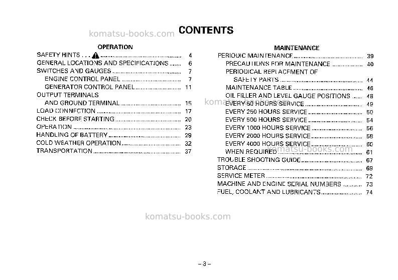 Komatsu eg150l-5jpn Operation manual cover Page 4 Komatsu eg150l-5jpn Operation manual cover Page 4