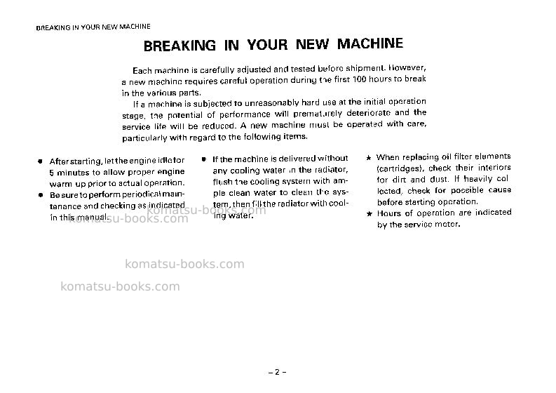 Komatsu pc240-5gbr-k Operation manual cover Page 4 Komatsu pc240-5gbr-k Operation manual cover Page 4