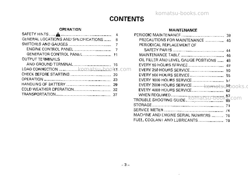 Komatsu eg300l-5jpn Operation manual cover Page 4 Komatsu eg300l-5jpn Operation manual cover Page 4