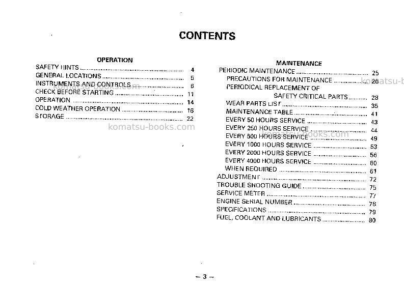Komatsu s6d95l-1jpn-for ksp Operation manual cover Page 4 Komatsu s6d95l-1jpn-for ksp Operation manual cover Page 4