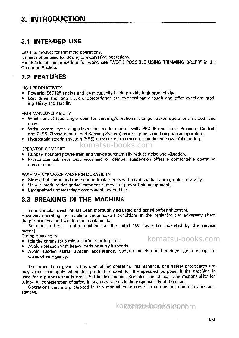 Komatsu d65ex-12jpn-trimming dozer for china Operation manual cover Page 4