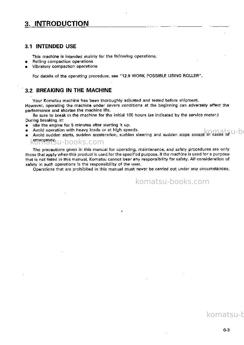 Komatsu jv40dw-3jpn Operation manual cover Page 4 Komatsu jv40dw-3jpn Operation manual cover Page 4