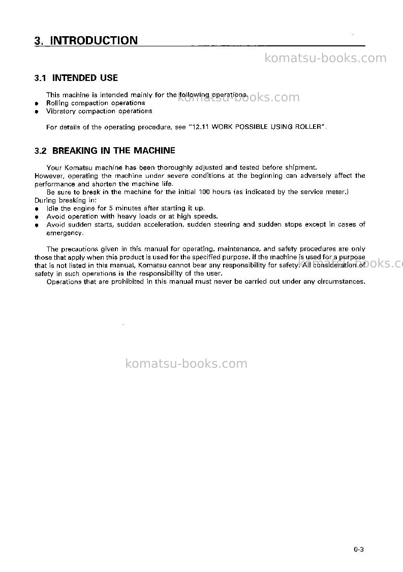 Komatsu jv40cw-3jpn Operation manual cover Page 4