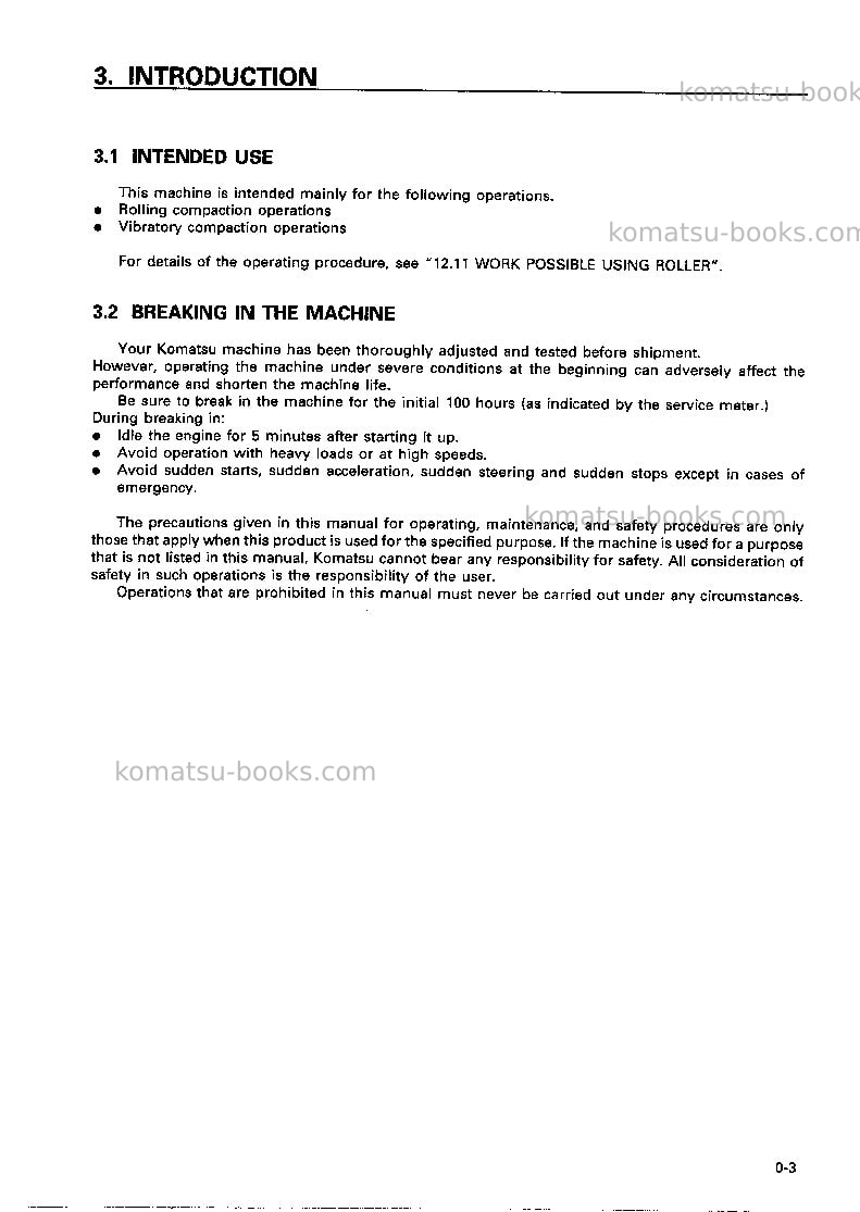 Komatsu jv40cw-3jpn Operation manual cover Page 4 Komatsu jv40cw-3jpn Operation manual cover Page 4