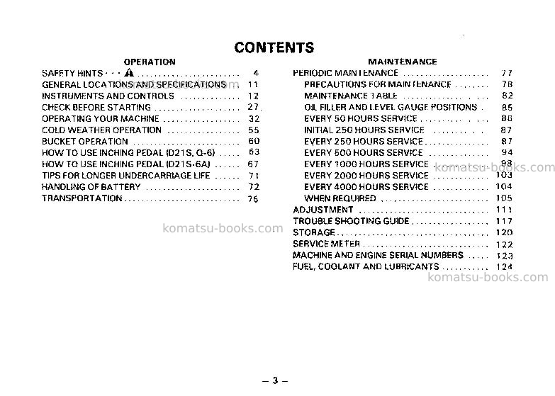 Komatsu d21s-6jpn-a Operation manual cover Page 4 Komatsu d21s-6jpn-a Operation manual cover Page 4