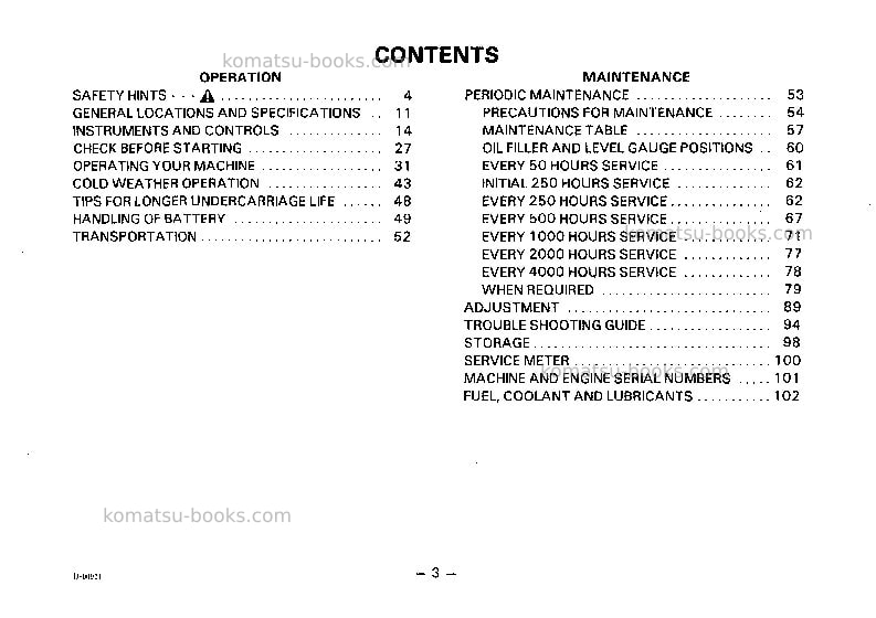 Komatsu d37e-2jpn Operation manual cover Page 4