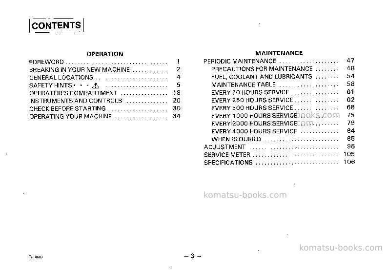 Komatsu d50f-17jpn Operation manual cover Page 4 Komatsu d50f-17jpn Operation manual cover Page 4
