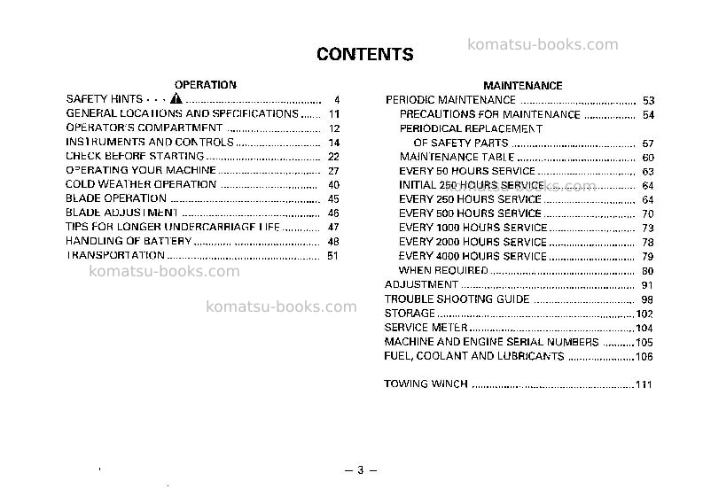 Komatsu d70le-8jpn Operation manual cover Page 4 Komatsu d70le-8jpn Operation manual cover Page 4