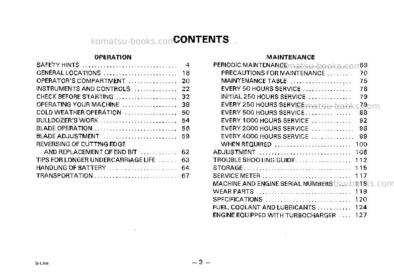 Komatsu d65a-8jpn Operation manual cover Page 4 Komatsu d65a-8jpn Operation manual cover Page 4