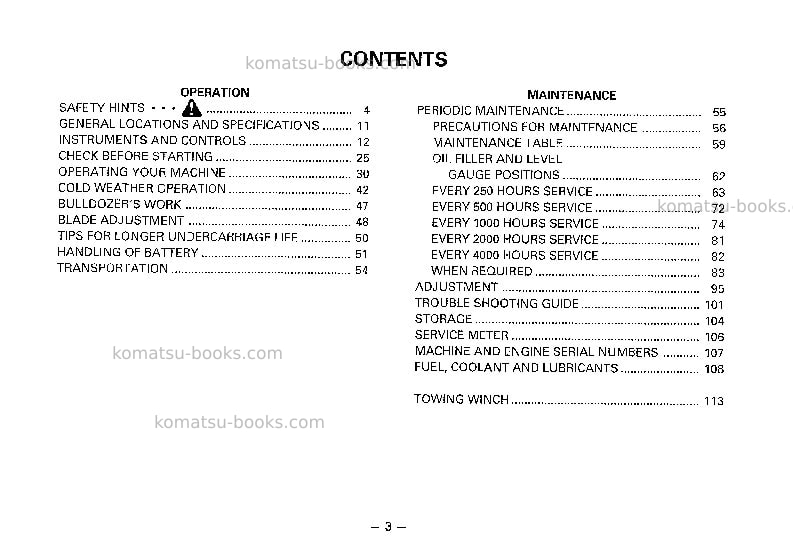 Komatsu d85ess-1jpn Operation manual cover Page 4 Komatsu d85ess-1jpn Operation manual cover Page 4