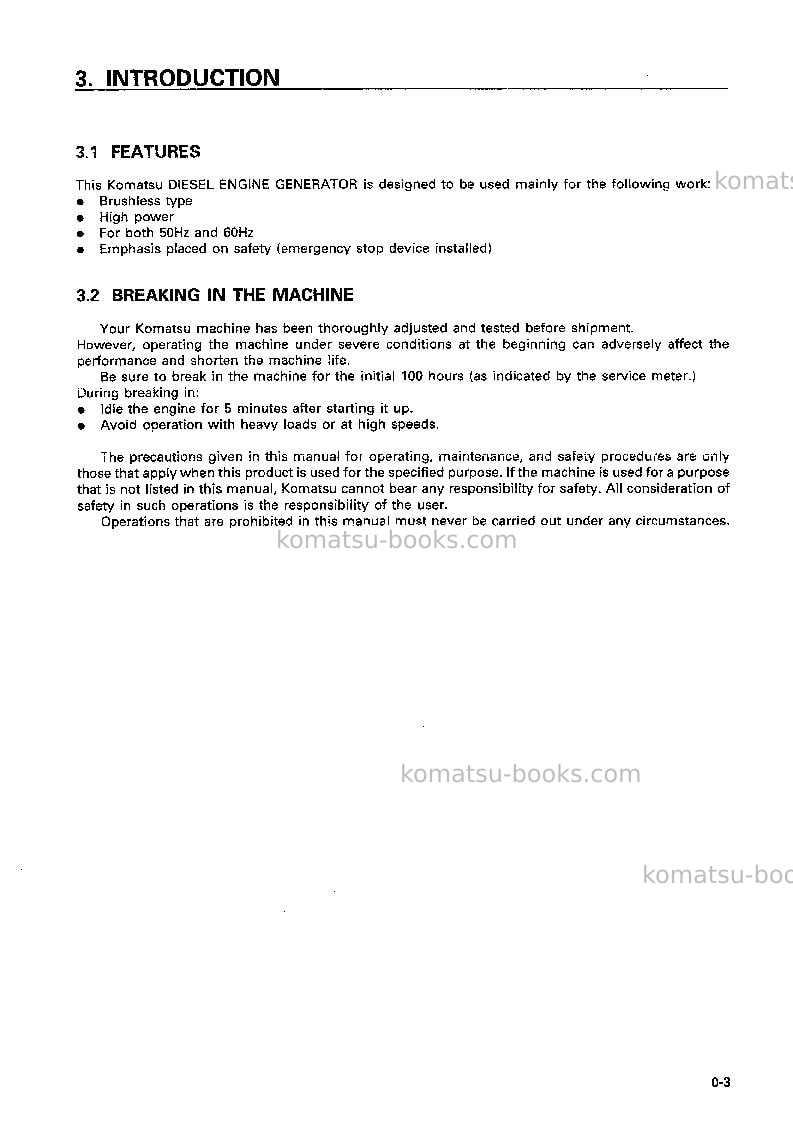 Komatsu eg125bs-2jpn Operation manual cover Page 4 Komatsu eg125bs-2jpn Operation manual cover Page 4