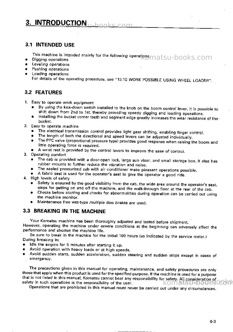 Komatsu wa600-3jpn Operation manual cover Page 4 Komatsu wa600-3jpn Operation manual cover Page 4