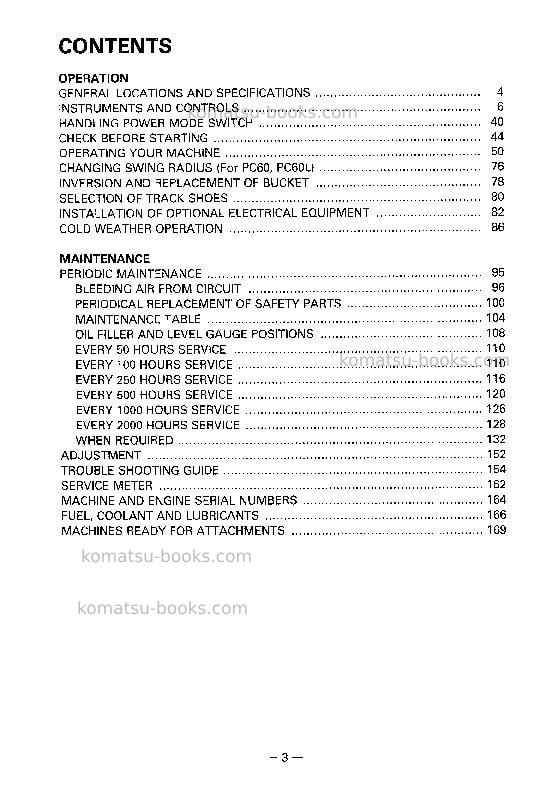 Komatsu pc60-6jpn Operation manual cover Page 4 Komatsu pc60-6jpn Operation manual cover Page 4