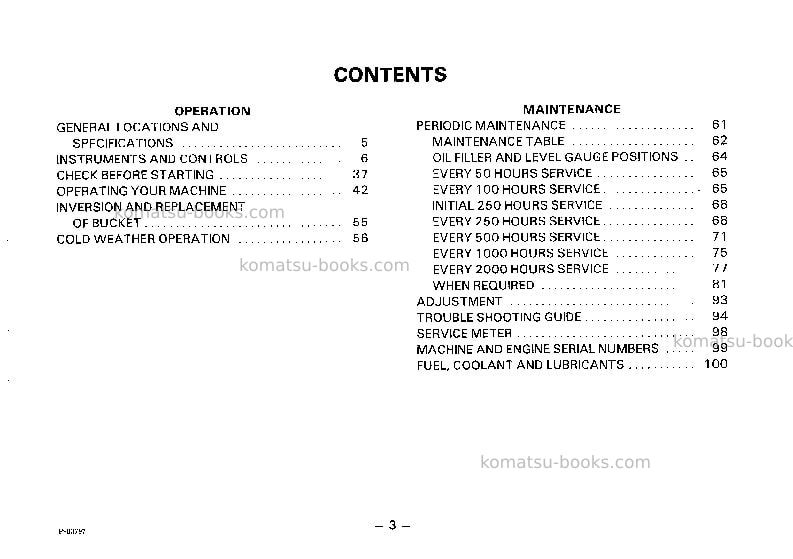 Komatsu pc120-3jpn Operation manual cover Page 4 Komatsu pc120-3jpn Operation manual cover Page 4