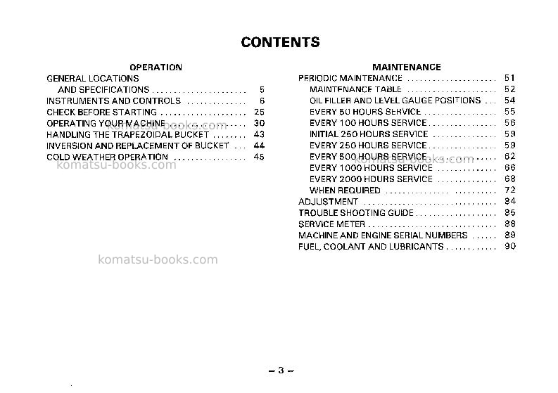 Komatsu pc100-3jpn-c spec Operation manual cover Page 4