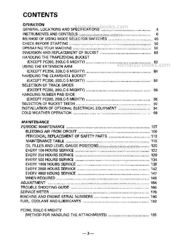 Komatsu pc200lc-5jpn-mighty Operation manual cover Page 4 Komatsu pc200lc-5jpn-mighty Operation manual cover Page 4