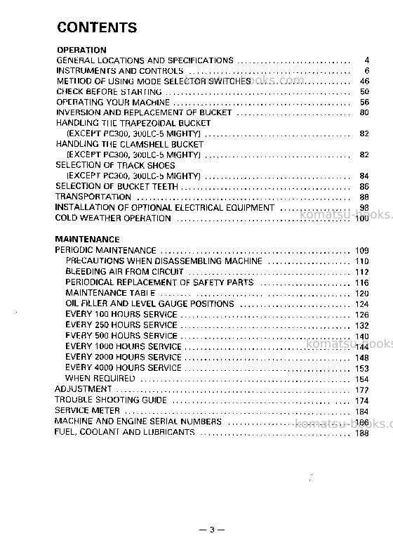 Komatsu pc300-5jpn-mighty Operation manual cover Page 4 Komatsu pc300-5jpn-mighty Operation manual cover Page 4