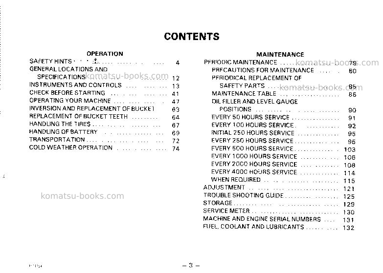 Komatsu pw100-3jpn Operation manual cover Page 4 Komatsu pw100-3jpn Operation manual cover Page 4