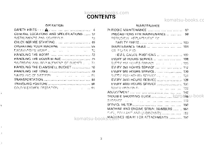 Komatsu pw150-1jpn Operation manual cover Page 4 Komatsu pw150-1jpn Operation manual cover Page 4