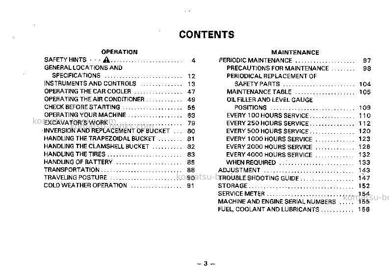 Komatsu pw210-1jpn Operation manual cover Page 4 Komatsu pw210-1jpn Operation manual cover Page 4