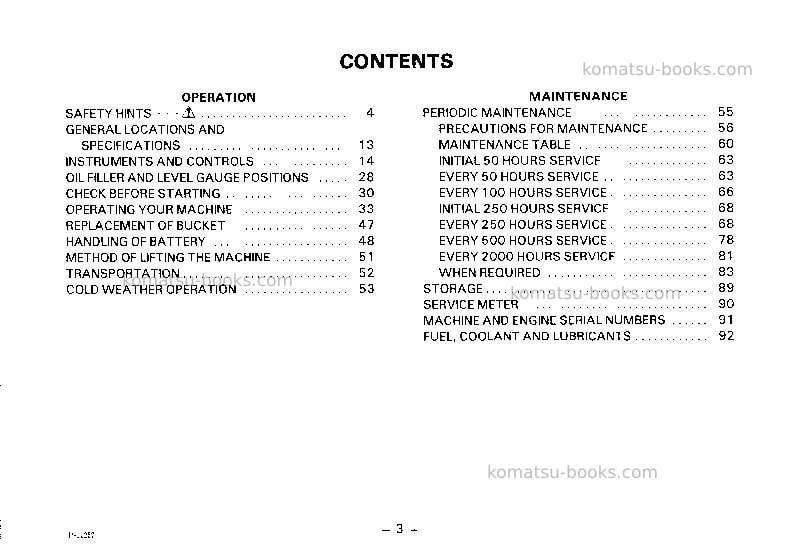 Komatsu pc05-5jpn Operation manual cover Page 4 Komatsu pc05-5jpn Operation manual cover Page 4
