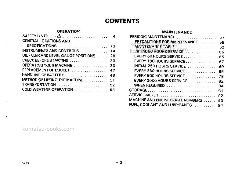 Komatsu pc05-5jpn Operation manual cover Page 4 Komatsu pc05-5jpn Operation manual cover Page 4