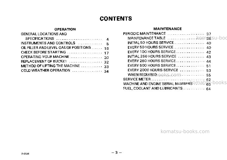 Komatsu pc05-6jpn Operation manual cover Page 4 Komatsu pc05-6jpn Operation manual cover Page 4