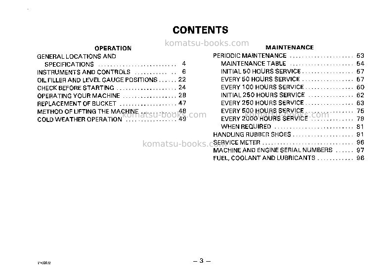 Komatsu pc05-6jpn Operation manual cover Page 4 Komatsu pc05-6jpn Operation manual cover Page 4