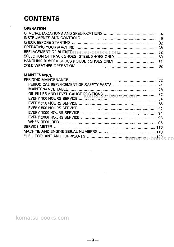 Komatsu pc20-7jpn Operation manual cover Page 4 Komatsu pc20-7jpn Operation manual cover Page 4