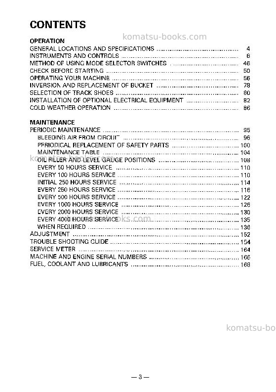 Komatsu pc150-5jpn Operation manual cover Page 4 Komatsu pc150-5jpn Operation manual cover Page 4