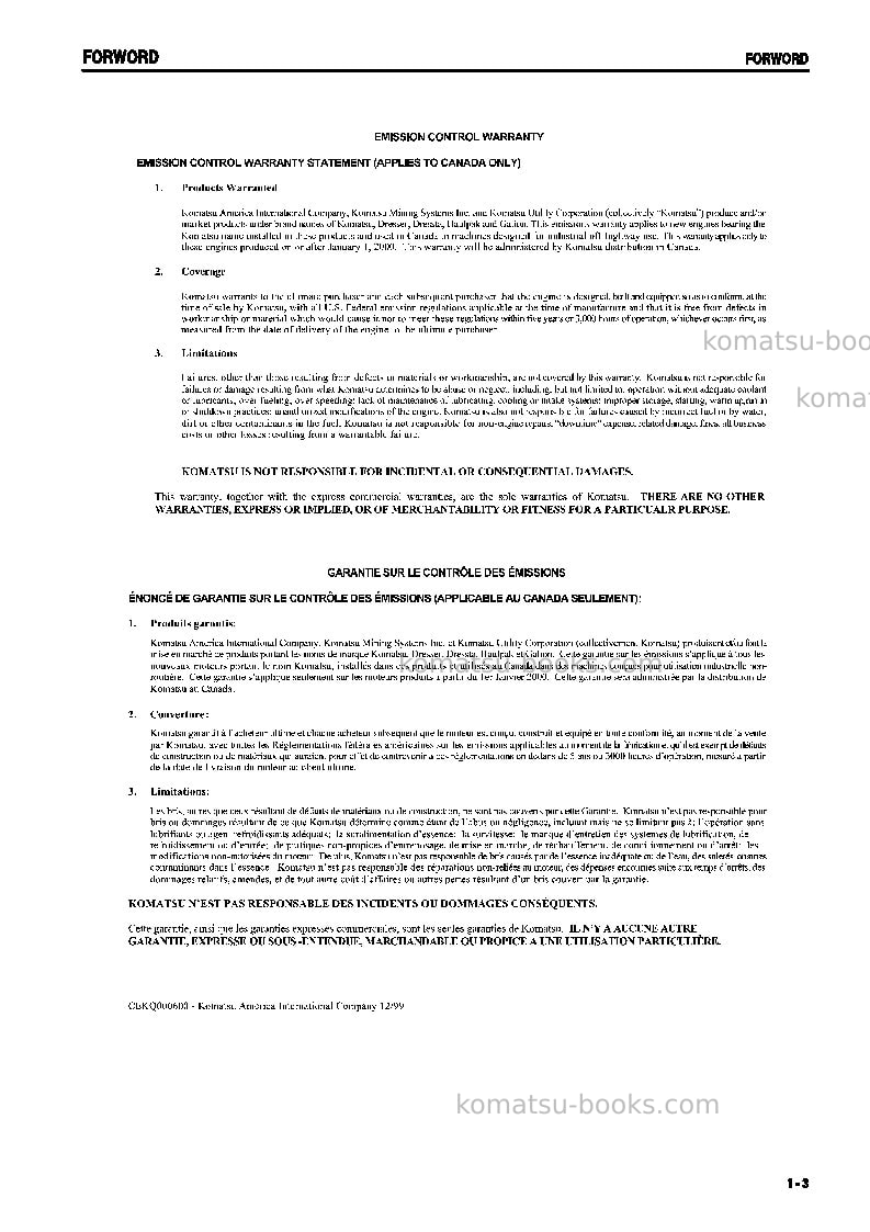 Komatsu d475a-3jpn-super dozer Operation manual cover Page 4 Komatsu d475a-3jpn-super dozer Operation manual cover Page 4
