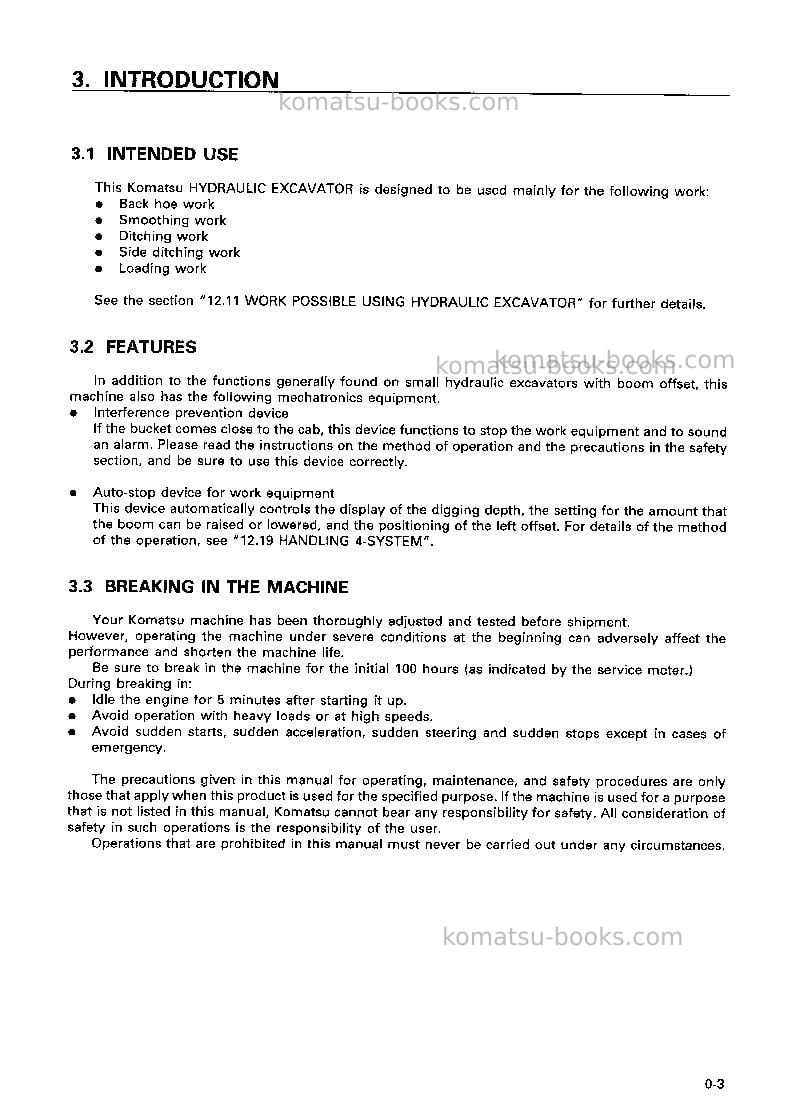Komatsu pc75uu-3jpn Operation manual cover Page 4 Komatsu pc75uu-3jpn Operation manual cover Page 4